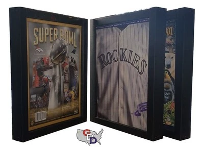 GAMEDAY DISPLAY Lot of 3 Sports Program Display Frame Magazine Black Standard Size Over .5" Deep