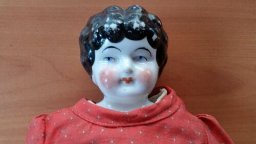 ANTIQUE GERMAN BISQUE HEAD & SHOULDERS DOLL, LEATHER BODY DOLL NUMBER "2" - Picture 2 of 12