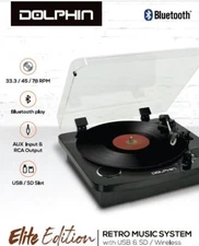 DOLPHIN  PH-101 Vinyl Turntable Record Player with Blt-in Bluetooth & 2 speakers
