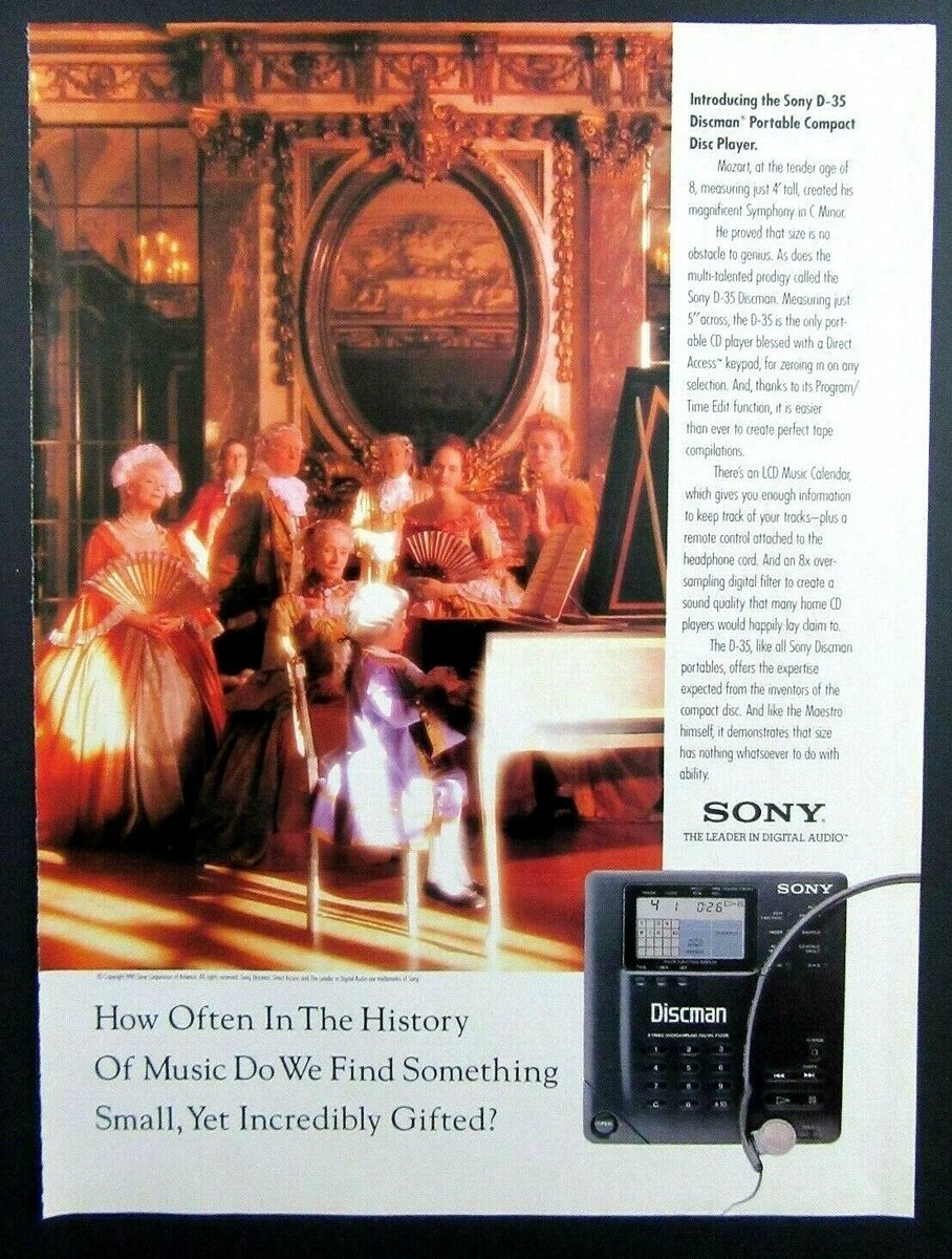 1990 SONY D-35 Discman Portable Compact Disc Player Magazine Print