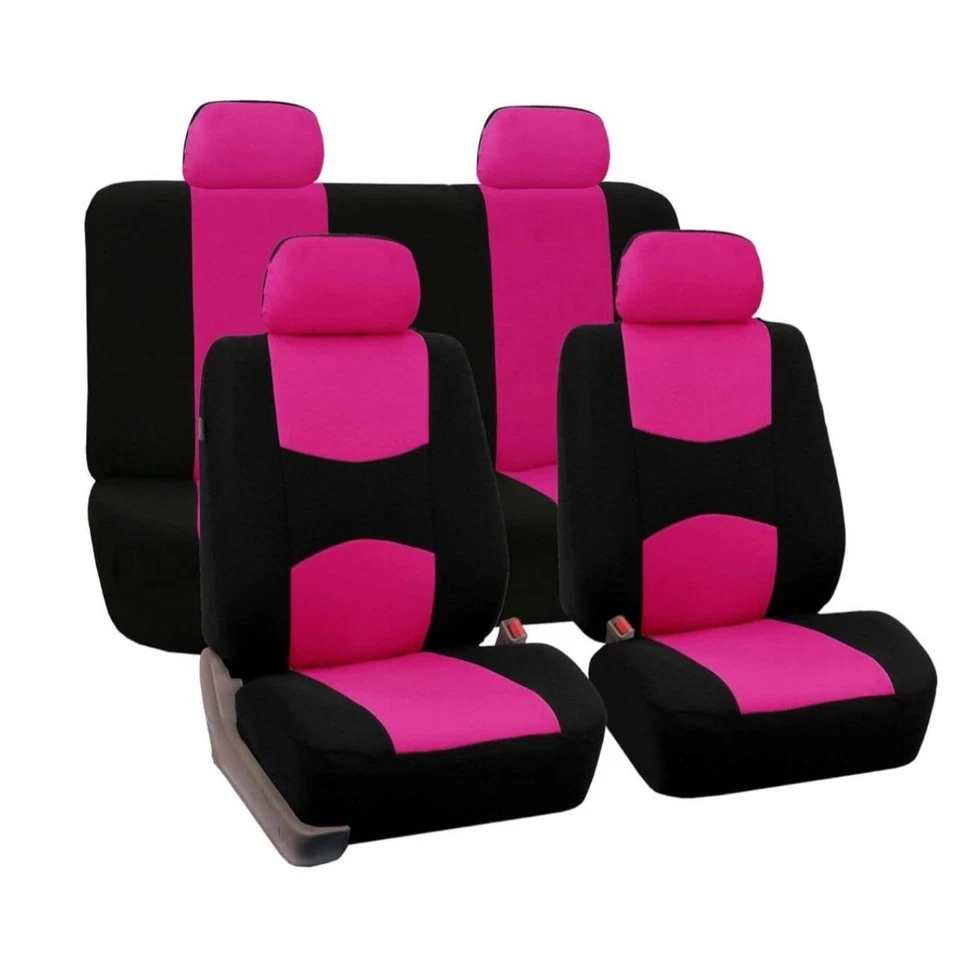For All Dodge Pink Seat Covers Full Set High Quality Adjustable Breathable Fit - Image 4 of 4