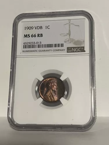 NGC MS-66 RB 1909-P VDB Lincoln Cent, Beautiful, wood-grain toned specimen.