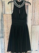JS Boutique Long Black Cocktail Bridesmaid Dress Beaded Sleeveless Womens Size 4