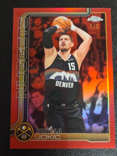 2025-26 TOPPS CHROME UPDATE Nikola Jokic #12 "TRUE RED" REFRACTOR # 5/5 RARE