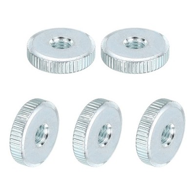 Knurled Thumb Nuts, M6 Female Thread Thin Type, Zinc-Plated Carbon Steel, 5Pcs