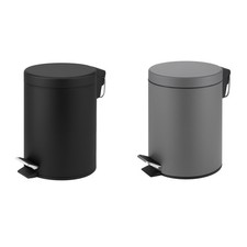 5L Pedal Bin Round Matt Finish Waste Bin Removable Inner Bucket Black Grey