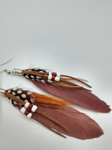 Gorgeous Real Feather Statement Earrings On New Stainless Steel Hooks - Picture 6 of 9