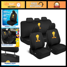 Tweety Bird Full Auto Interior Gift Set - Car Seat Covers Floor Mats 5 Headre Tweety Bird Full Auto Interior Gift Set - Car Seat Covers Floor Mats 5 Headre