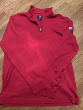 Cutter Buck Mens Red  1/4 Zip Pullover Golf Casual Shirt L