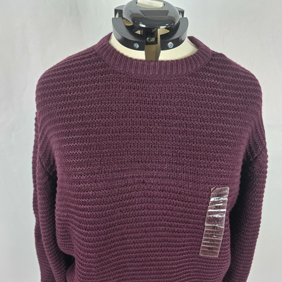 Suéter Impermeable Para Hombre XL Borgoña Profundo Tejido Cuello Redondo Manga Larga Nuevo con Etiquetas Foto 2 de 4