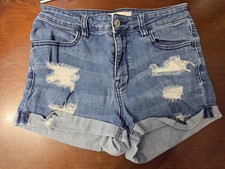 PacSun Denim Jean Shorts Women's Size 27 Super Stretch Shortie Distressed Cuffed