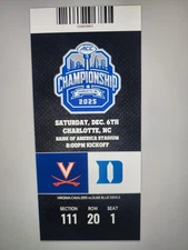 2025 ACC Football Championship 12/6 Replica Ticket stub - VIRGINIA vs DUKE