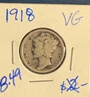 1918 Mercury Silver Dime Looks VG