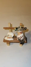 SEA SHELL  FROG  FIGURINE with PET on BENCH