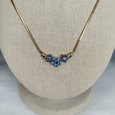 10k Solid Gold Alwand Vahan Topaz Iolite Diamond Floral Chevron Necklace RARE
