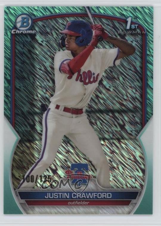 2023 Bowman Chrome Prospects Aqua Shimmer Refractor /125 Justin Crawford #BCP-3