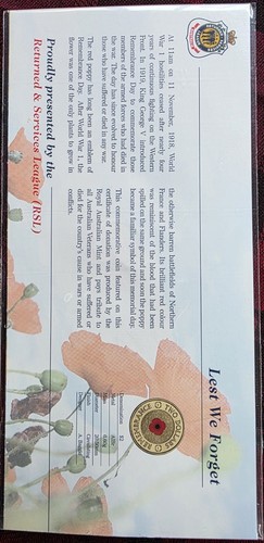 UNC Red Poppy 2012 Remembrance $2 Dollar in Capsule Carded and sealed RSL Card - Bild 6 von 8