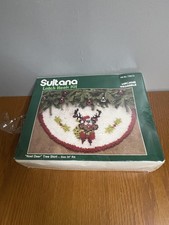 Vtg Sultana Noel Deer Latch Hook Christmas Xmas Tree Skirt Kit 34" Washable New