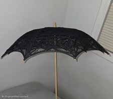 Embroidered Lace Parasol - Black