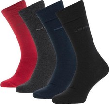 Hugo Boss Mens Socks Gift Box 4 Pairs Premium Cotton Set UK 6-11 Perfect Gift