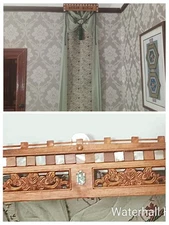 Pair Bespoke Hand Made Bed Canopy Crowns Inlaid Mother Of Pearl 2 Screw Install