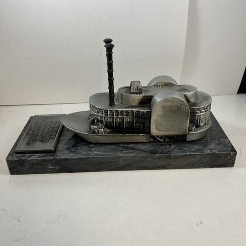 Boatmen’s Bank “Oklahoma Style”Metal Paddleboat On Marble 1993 9”WX3.5”DX4.75”H - Picture 5 of 12