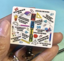 Teacher, ID Badge Holder, Math, Math Teacher, Retractable Badge Reel, School