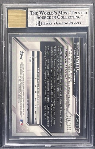 2016 Bowman Chrome Purple Refractors Fernando Tatis Jr. RC AUTO /250 BGS 8.5 - Picture 2 of 2