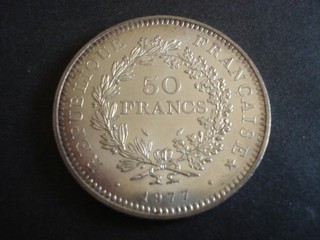 PIÈCE 50 F. HERCULE ARGENT ANNÉE 1977