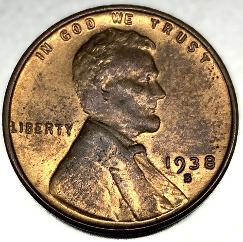 1938 S Lincoln Wheat Cent Penny UNC Condition 1c US Coin - 2646