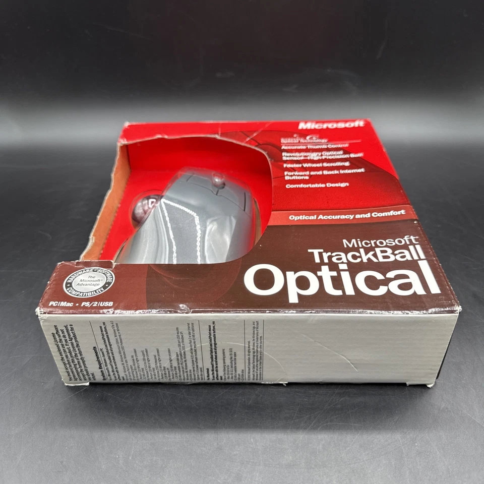 Vintage Microsoft TrackBall Optical Mouse Accuracy Comfort PC Mac X08-70346 - Image 4 of 4