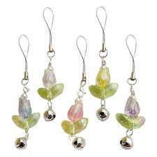 5 Pcs Phone Accessories Charm Flower Keychain Bulk Mobile Bracelet