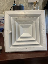 Hart & Cooley 8 in. x 8 in. 4-Way Aluminum Square Ceiling Diffuser in White