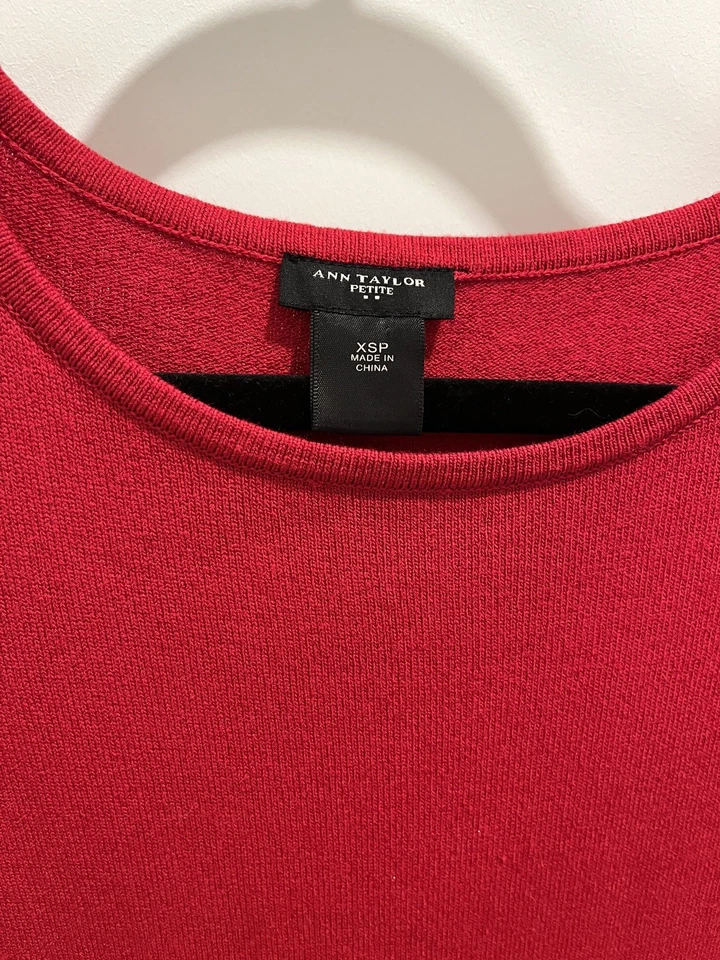 Ann Taylor Women's XS Petite Red Sweater Dress Rayon/Nylon Fit & Flare - Image 3 of 4