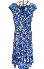 Lauren by Ralph Lauren Womens Dress Sz 8 Flirty Blue & White