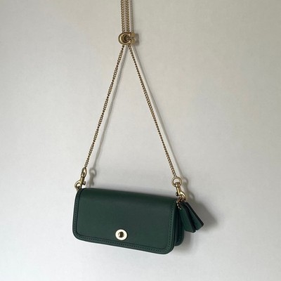 Coach Mini Dinky 14 CZ108 Hunter Green Leather Crossbody Gold