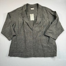 Poetry Crinkle Linen Lightweight Jacket Womens Size 14 Lagenlook Open Front Top