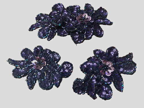 applique sequins flower beads 1pc Japan aubergine Clearance Sale - Picture 3 of 7