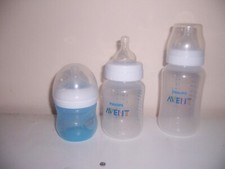 Avent baby bottles lot blue clear greybag