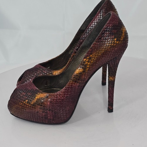Stuart Weitzman Victoria 6.5 M Python Platform Stiletto Peep toe Pump/Heels $415 - Picture 8 of 24