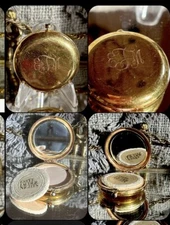 Vintage Estee Lauder Mirror Compact Lucidity Powder Gold Engraved (ETM ) Puffer
