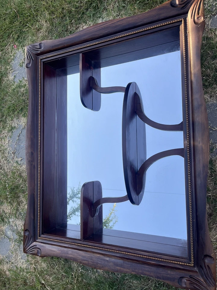 Vitrina de curiosidades colgante de pared con espejo años 40 28 34 X 5 Foto 4 de 4