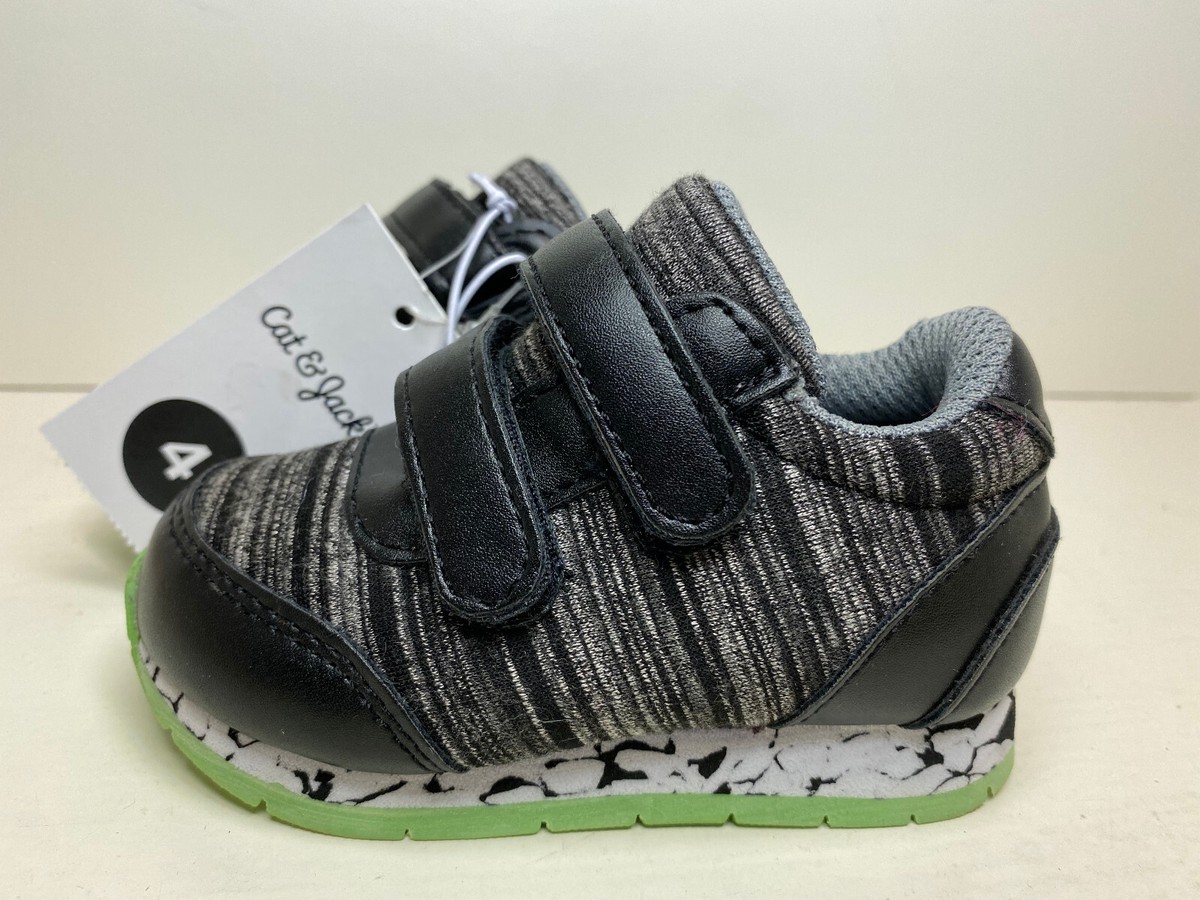 Cat Jack Black/Grey/Lime Green Marcel Sneakers Athletic Shoes Toddler  Boys