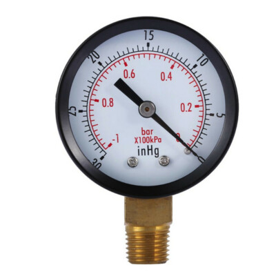 Digital Mini Dial Manometer 0~-30inHg 0~-1bar Air Vacuum Pressure Gauge Meter