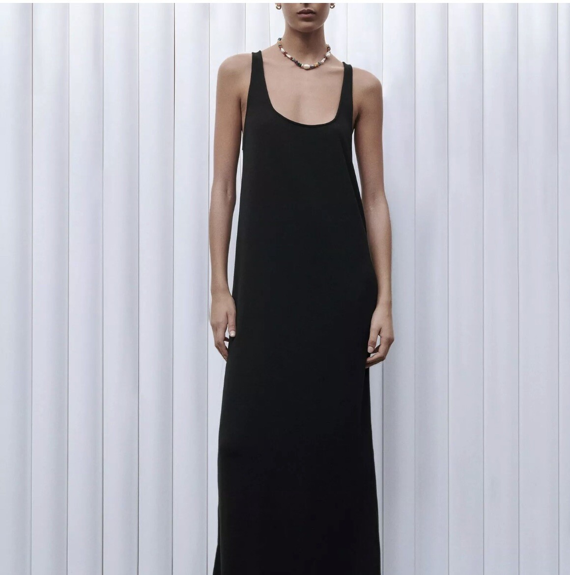 NEW Zara Black Classic Maxi long strappy Dress-XS ||A4 | eBay