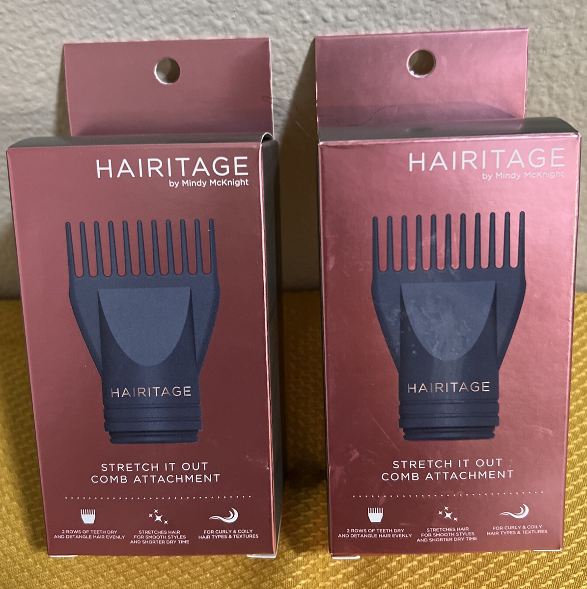 2- Pack-Hairitage by Mindy McKnight Stretch It Out Comb Attachment, Brand  New!!!