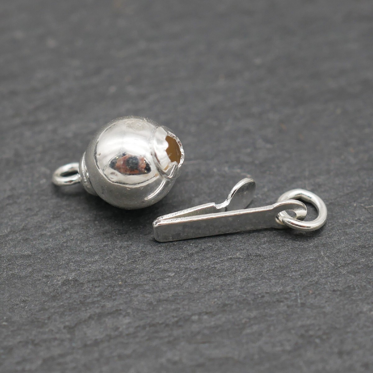 Sterling Silver Box Clasp, 7mm Ball, Pearl Push Clasp A5199-7mm