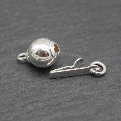 Sterling Silver Box Clasp, 7mm Ball, Pearl Push Clasp A5199-7mm