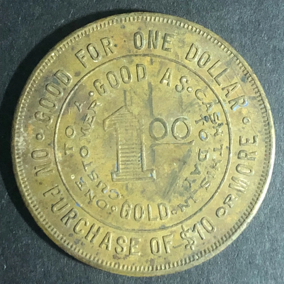 Ficha medallón vintage Good as Gold Menter Clothing G/F $1 32 mm Eagle Foto 2 de 3