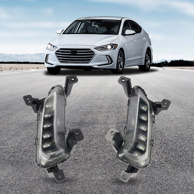 LH+RH For 2017-2018 Hyundai Elantra LED Fog Lights Front Bumper Fog Lamps Pair